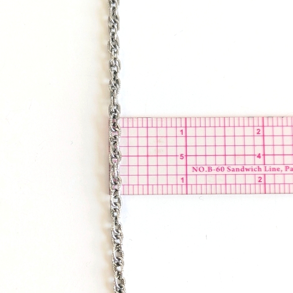 Sarah Coventry 53" Opera Length Necklace Rolo Chain Faux Pearls Silver Tone - Picture 5 of 6